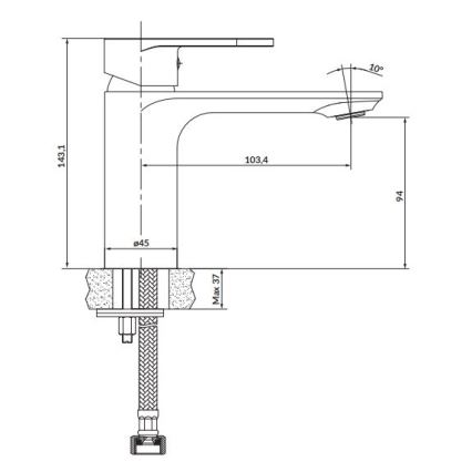 Cersanit S951-331 - Змішувач для умивальника CREA 14,3 см чорний