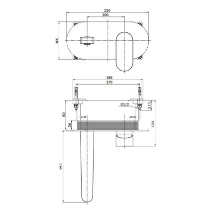 Cersanit S951-333 - Змішувач для ванни для прихованої інсталяції CREA чорний