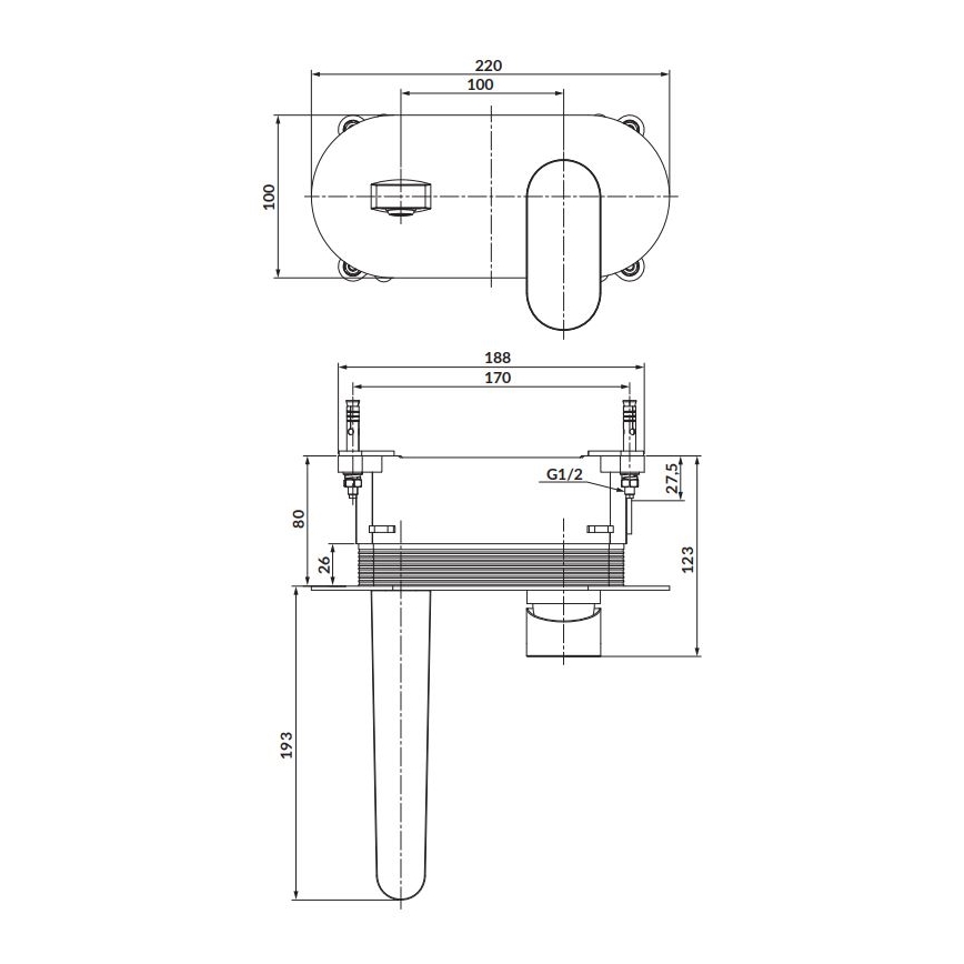 Cersanit S951-333 - Змішувач для ванни для прихованої інсталяції CREA чорний