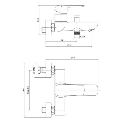 Cersanit S951-344 - Змішувач для ванни CITY глянцевий хром