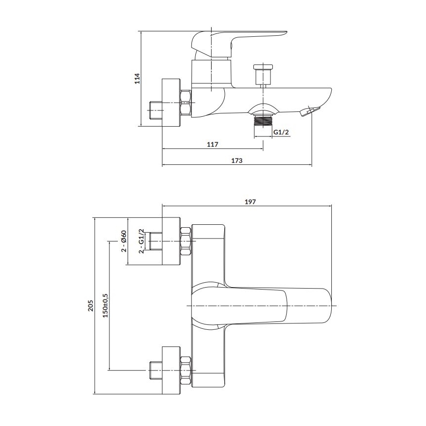 Cersanit S951-344 - Змішувач для ванни CITY глянцевий хром