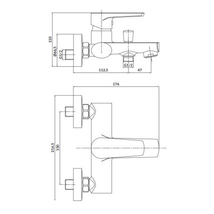 Cersanit S951-346 - Смеситель для ванны MODUO блестящий хром