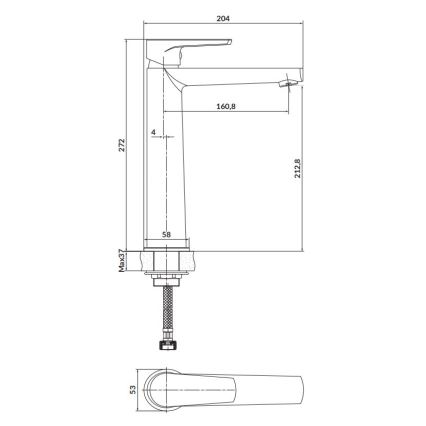 Cersanit S951-363 - Змішувач для умивальника MODUO 27,2 см, блискучий хром