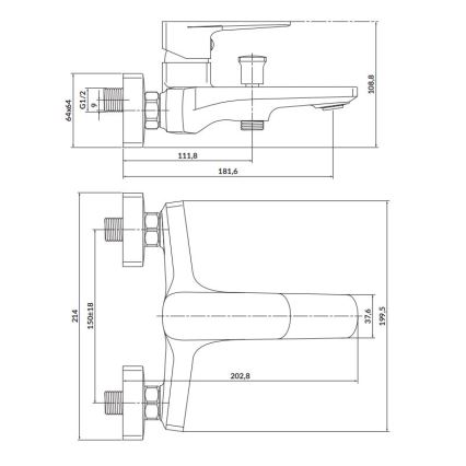 Cersanit S951-376 - Смеситель для ванны LARGA черный