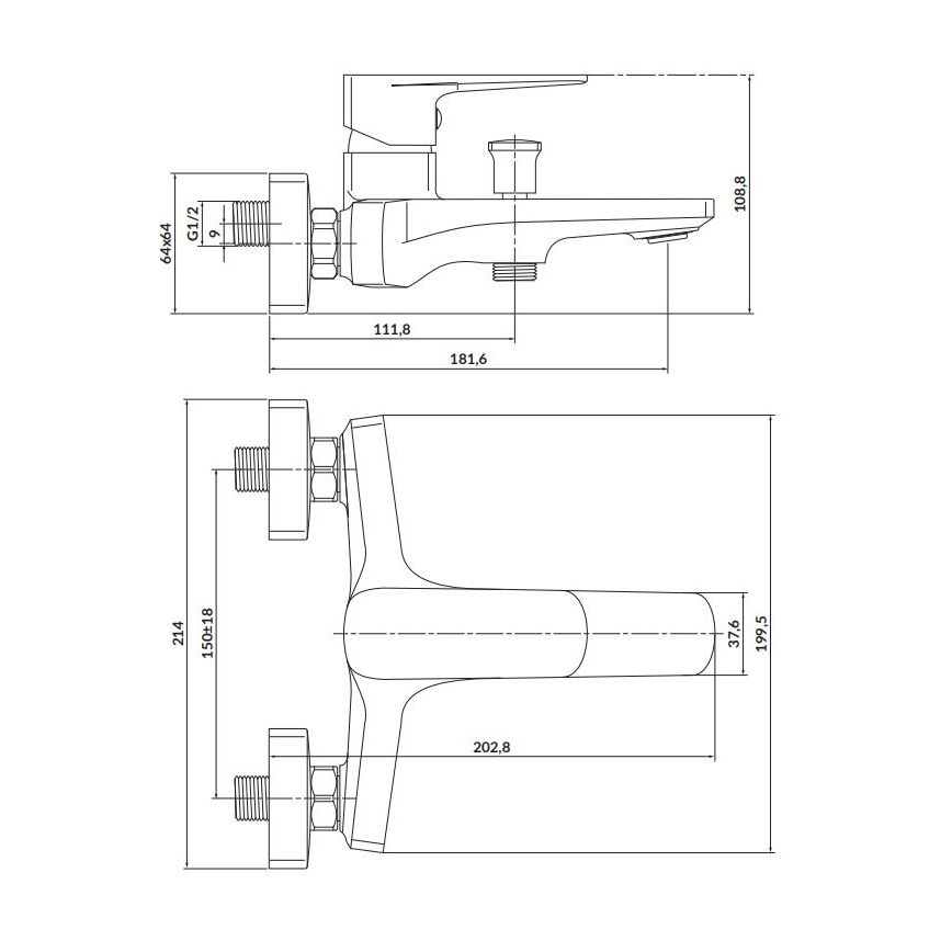 Cersanit S951-378 - Змішувач для ванни LARGA золотистий