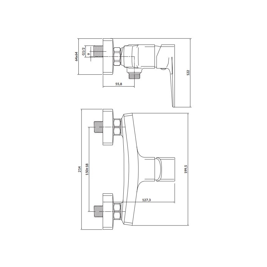 Cersanit S951-382 - Смеситель для душа LARGA черный