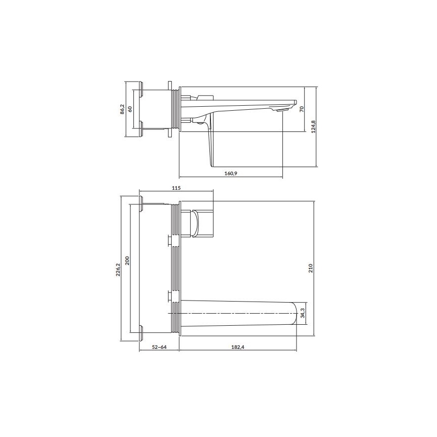 Cersanit S951-385 - Смеситель для умывальника для скрытого монтажа LARGA черный