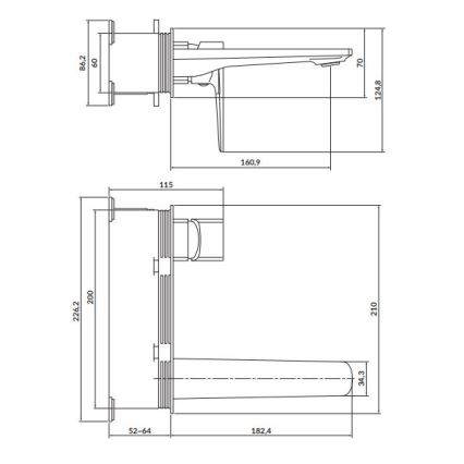 Cersanit S951-385 - Змішувач для умивальника для прихованої інсталяції LARGA чорний