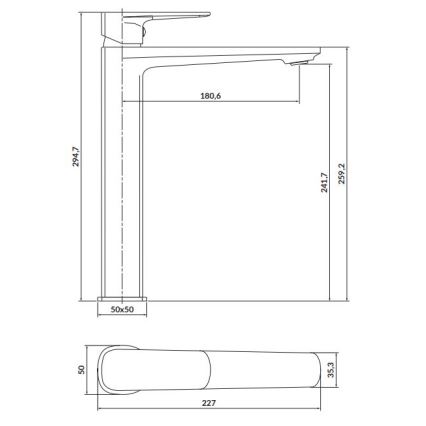 Cersanit S951-392 - Смеситель для раковины LARGA 29,5 см, глянцевый хром