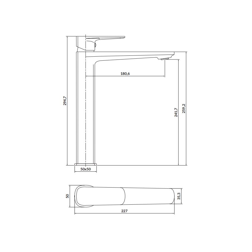 Cersanit S951-392 - Змішувач для умивальника LARGA 29,5 см, блискучий хром