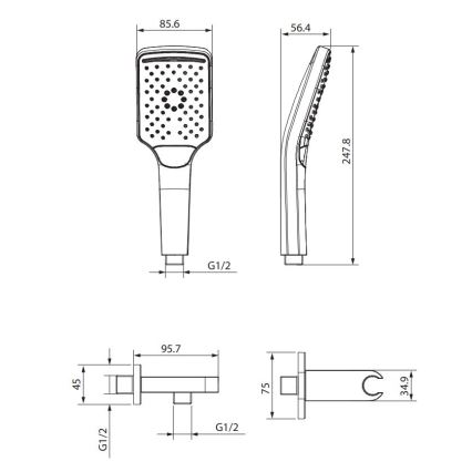 Cersanit S951-512 - Душевой гарнитур LARGA блестящий хром
