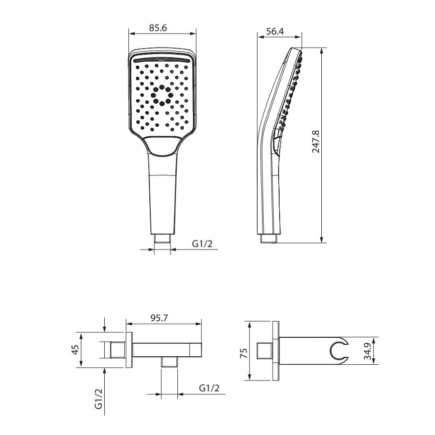 Cersanit S951-513 - Душевой гарнитур LARGA черный