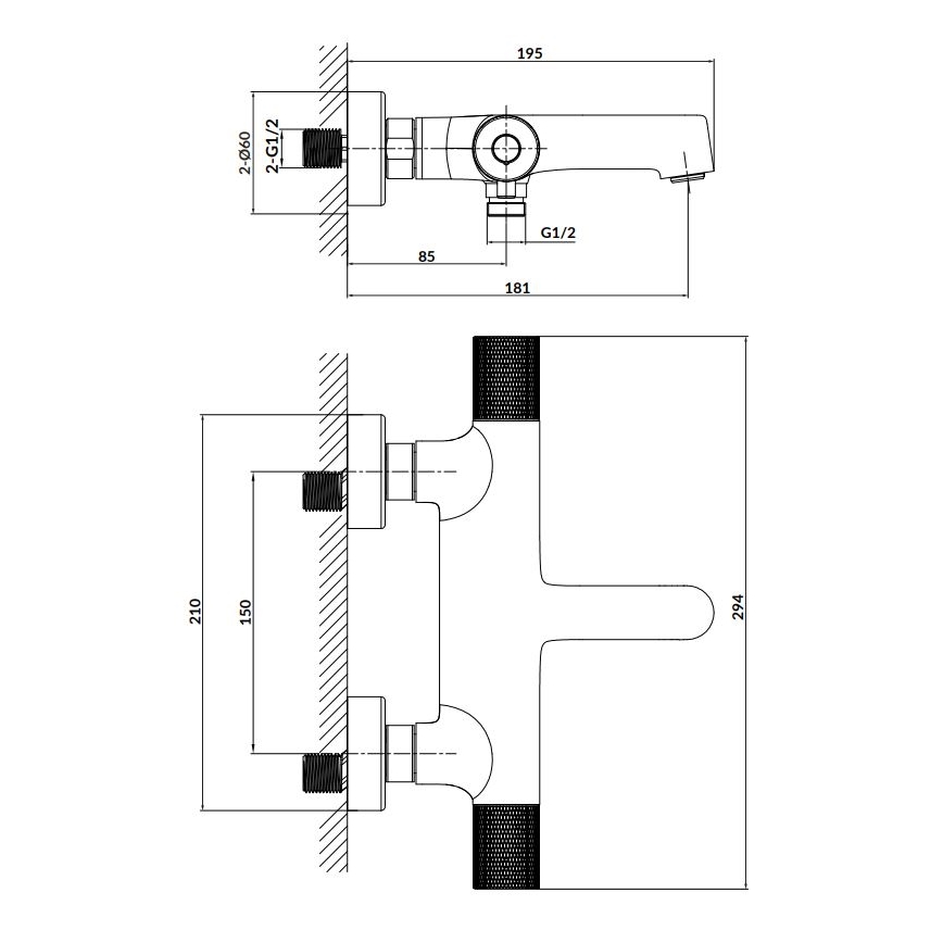 Cersanit S951-563 - Термостатический смеситель для ванны ZEN, блестящий хром