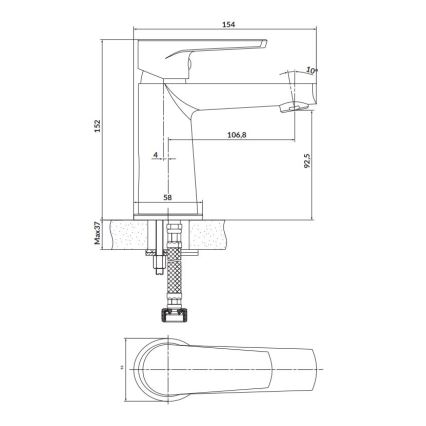 Cersanit S951-584 - Смеситель для умывальника MODUO 15,2 см черный