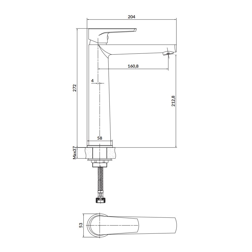 Cersanit S951-585 - Смеситель для раковины MODUO 27,2 см черный