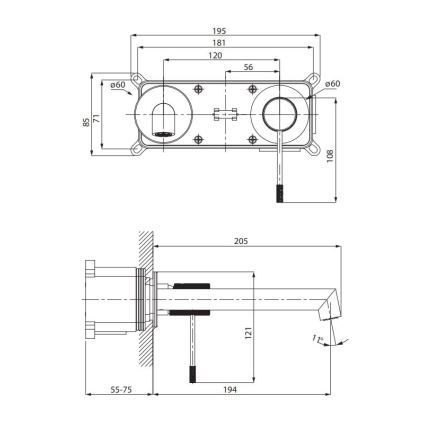 Cersanit S951-593 - Змішувач для умивальника для прихованої інсталяції ZEN глянцевий хром