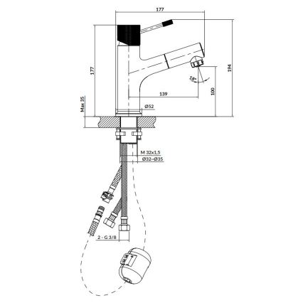 Cersanit S951-594 - Змішувач для умивальника ZEN 19,4 см глянцевий хром