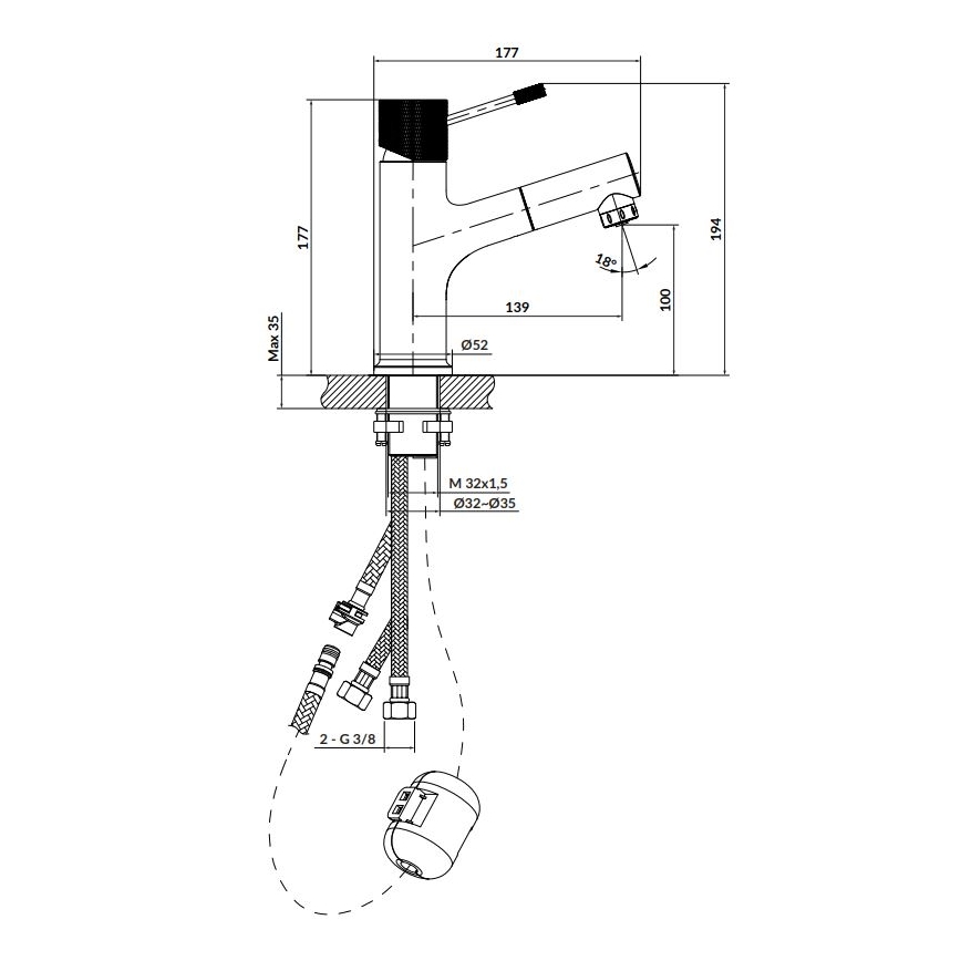 Cersanit S951-594 - Змішувач для умивальника ZEN 19,4 см глянцевий хром