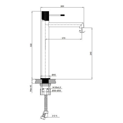Cersanit S951-596 - Змішувач для умивальника ZEN 32,2 см чорний