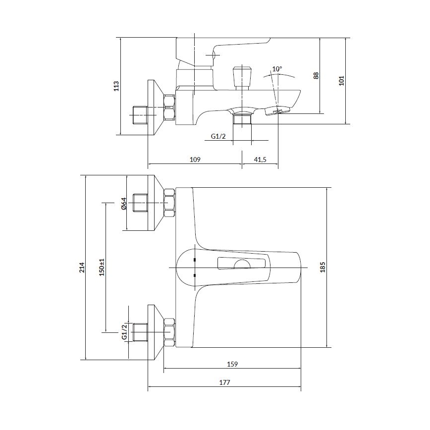 Cersanit S952-003 - Набор для ванны с смесителем + смеситель для умывальника MILLE, блестящий хром