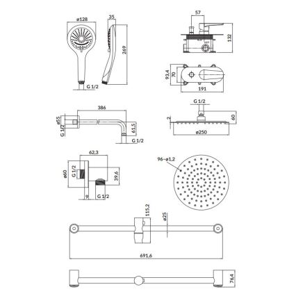 Cersanit S952-011 - Душовий комплект з прихованим змішувачем MODUO, блискучий хром