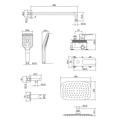 Cersanit S952-029 - Душевой комплект с встроенным смесителем LARGA, глянцевый хром