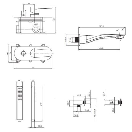 Cersanit S952-036 - Набір для ванни з прихованим змішувачем CITY, блискучий хром