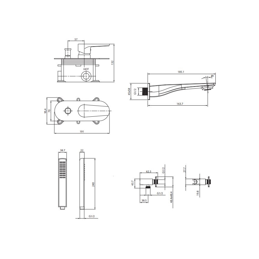 Cersanit S952-036 - Набір для ванни з прихованим змішувачем CITY, блискучий хром