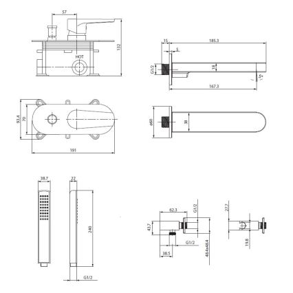 Cersanit S952-040 - Набір для ванни з прихованим змішувачем MODUO, блискучий хром