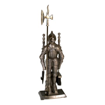 Чавунні інструменти для каміна 4 шт. лицар латунь