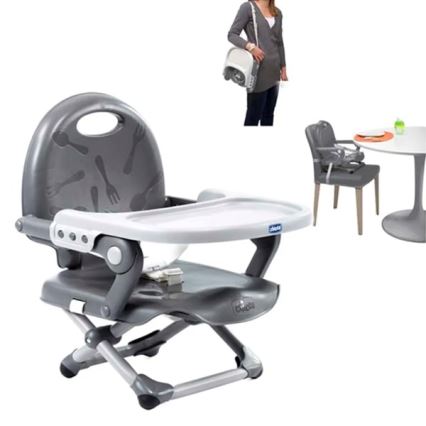 Chicco - Дитяче переносне сидіння для стільця POCKET SNACK сірий