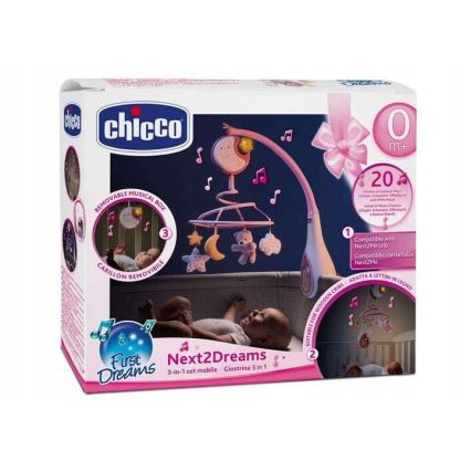 Chicco - Мобіль на ліжечко з мелодією 3в1 NEXT2DREAMS 3xAA рожевий