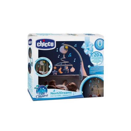Chicco - Мобілі на ліжечко з мелодією 3в1 NEXT2DREAMS 3xAA синій