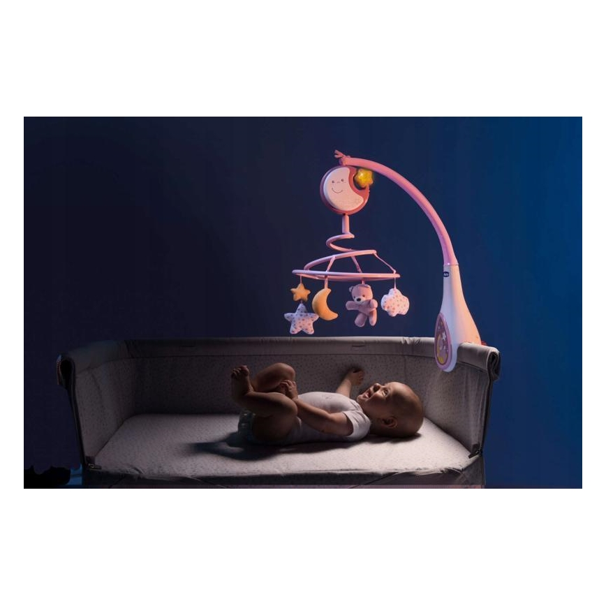 Chicco - Музыкальный мобиль на детскую кроватку 3в1 NEXT2DREAMS 3xAA розовый