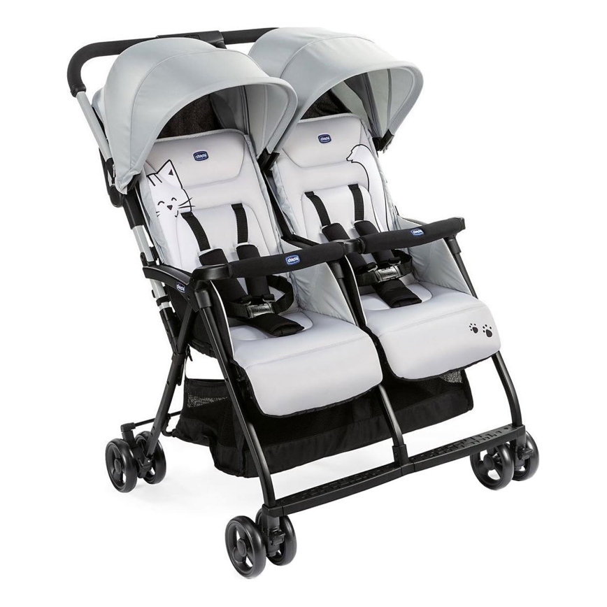 Chicco - Спортивна дитяча коляска для двійні OHLALA TWIN Silver Cat срібний