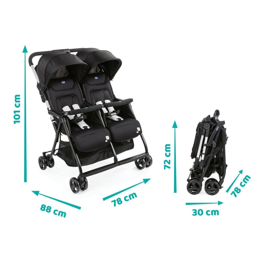 Chicco - Коляска для близнецов OHLALA TWIN Black Night черный