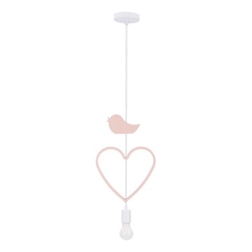 Children's pendant lamp HEART 1xE27/20W/230V pink/white