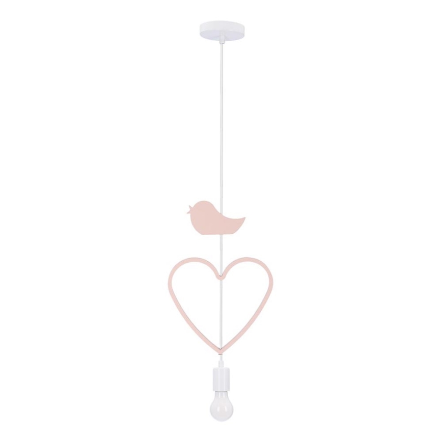 Children's pendant lamp HEART 1xE27/20W/230V pink/white