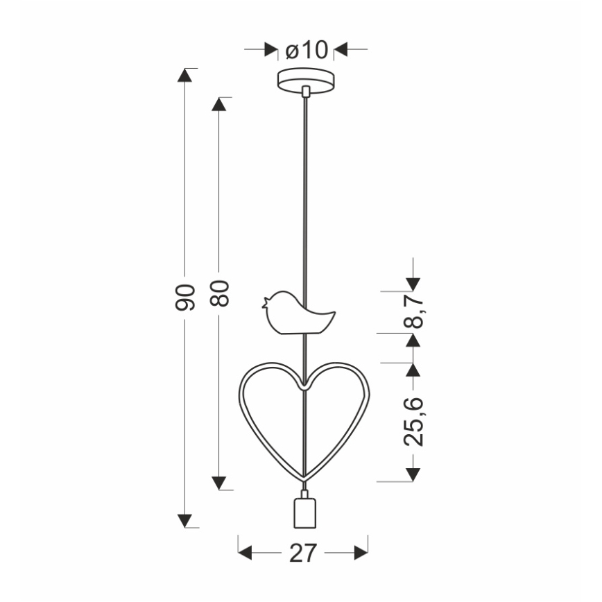 Children's pendant lamp HEART 1xE27/20W/230V pink/white