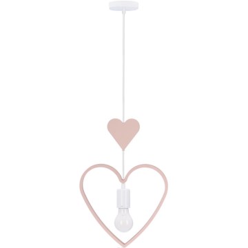Children's pendant lamp HEART 1xE27/20W/230V pink/white