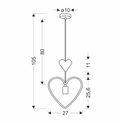 Children's pendant lamp HEART 1xE27/20W/230V pink/white