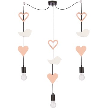 Children's pendant lamp TRIO 3xE27/20W/230V pink/white
