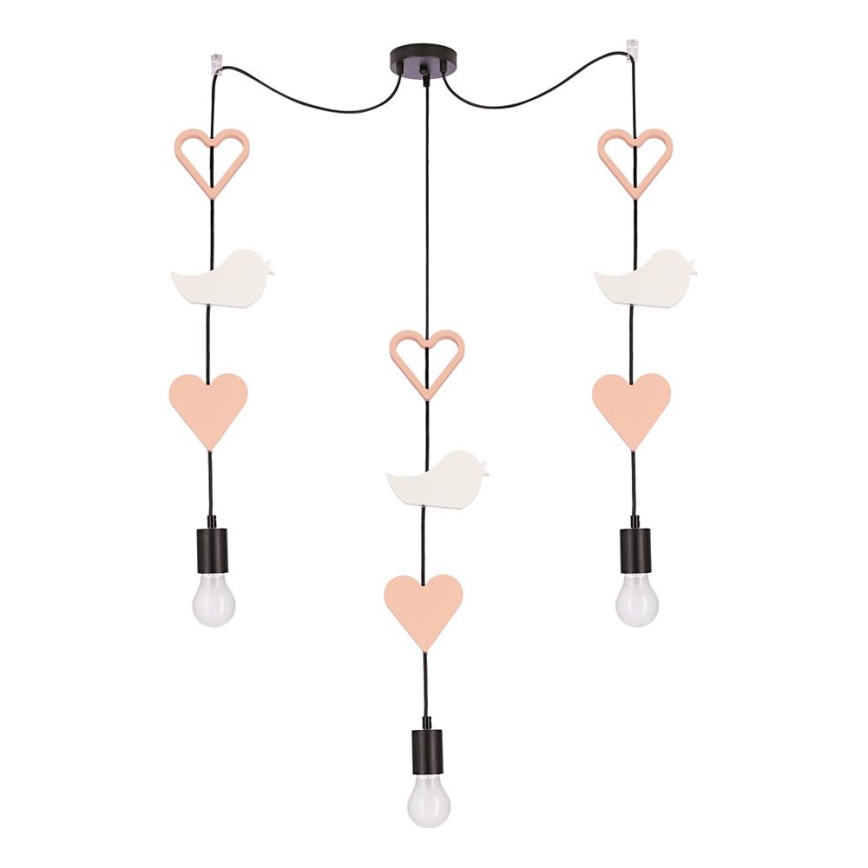 Children's pendant lamp TRIO 3xE27/20W/230V pink/white