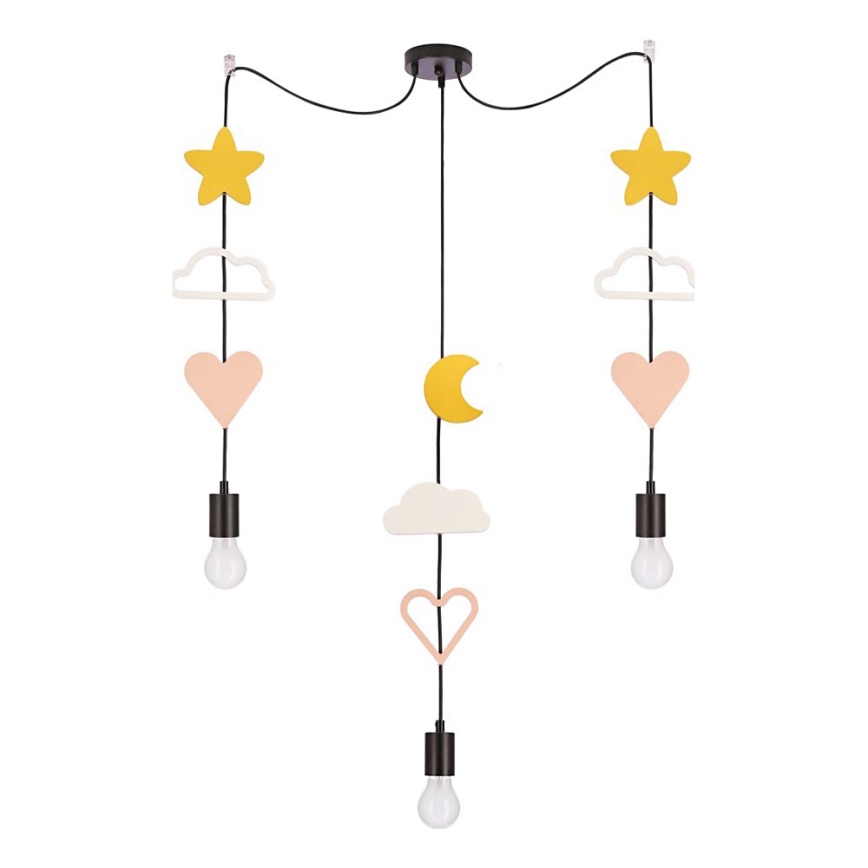 Children's pendant lamp TRIO 3xE27/20W/230V yellow/white/pink