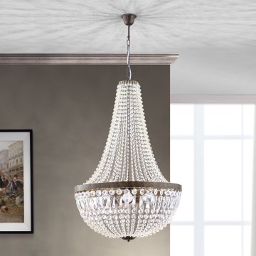 Хрустальная люстра на цепи ARILA 6xE27/60W/230V диаметр 60 cm коричневый/патина