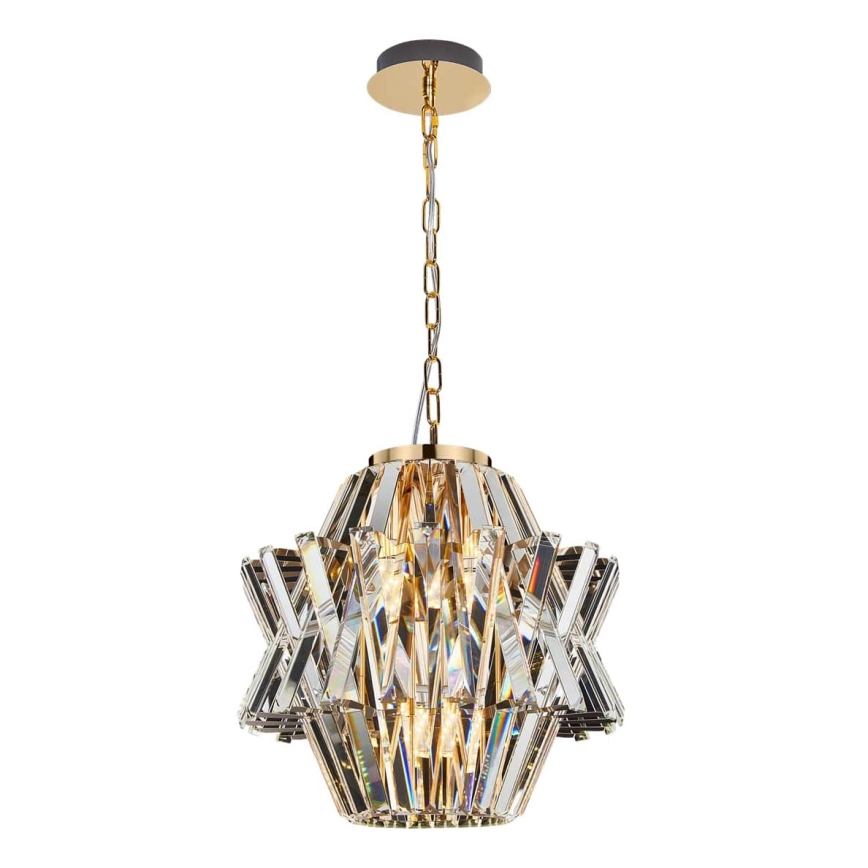 Хрустальная люстра на цепи CROWN 4xE14/40W/230V золотистый