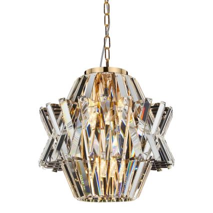 Хрустальная люстра на цепи CROWN 4xE14/40W/230V золотистый