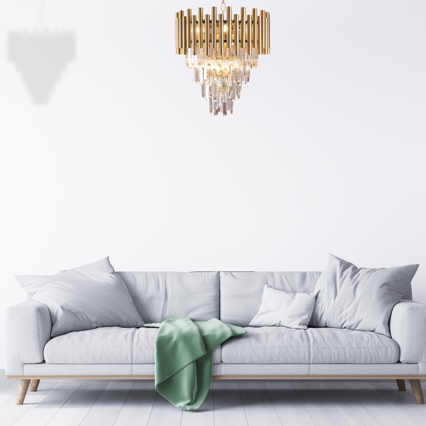 Хрустальная люстра на цепи MADISON 9xE14/40W/230V золотая