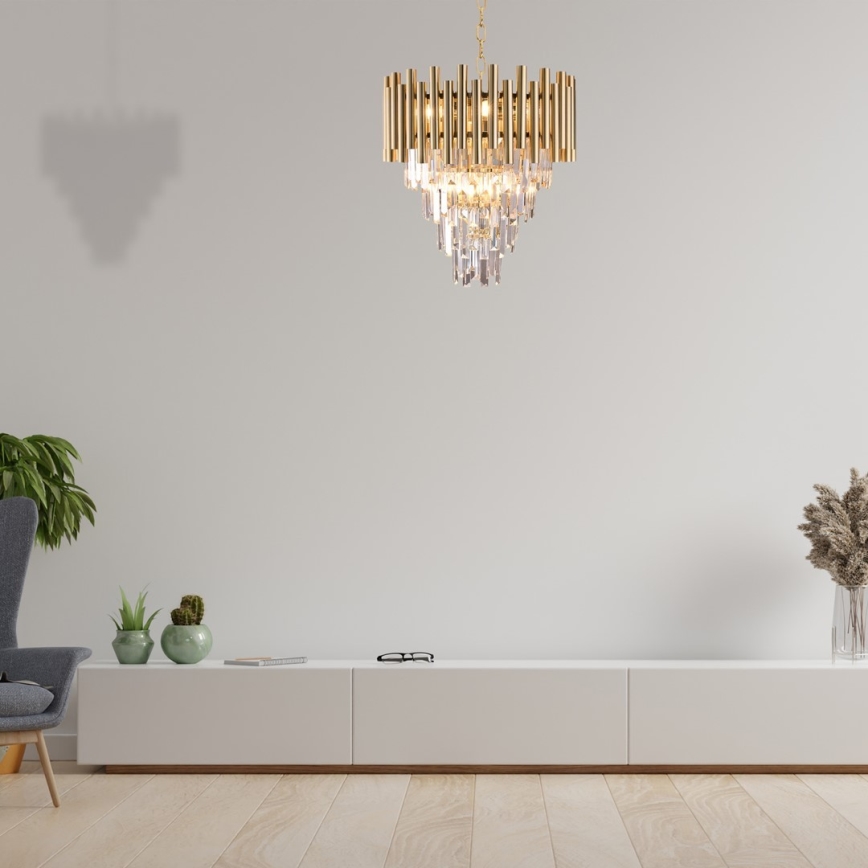 Хрустальная люстра на цепи MADISON 9xE14/40W/230V золотая
