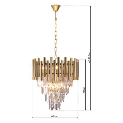 Хрустальная люстра на цепи MADISON 9xE14/40W/230V золотая